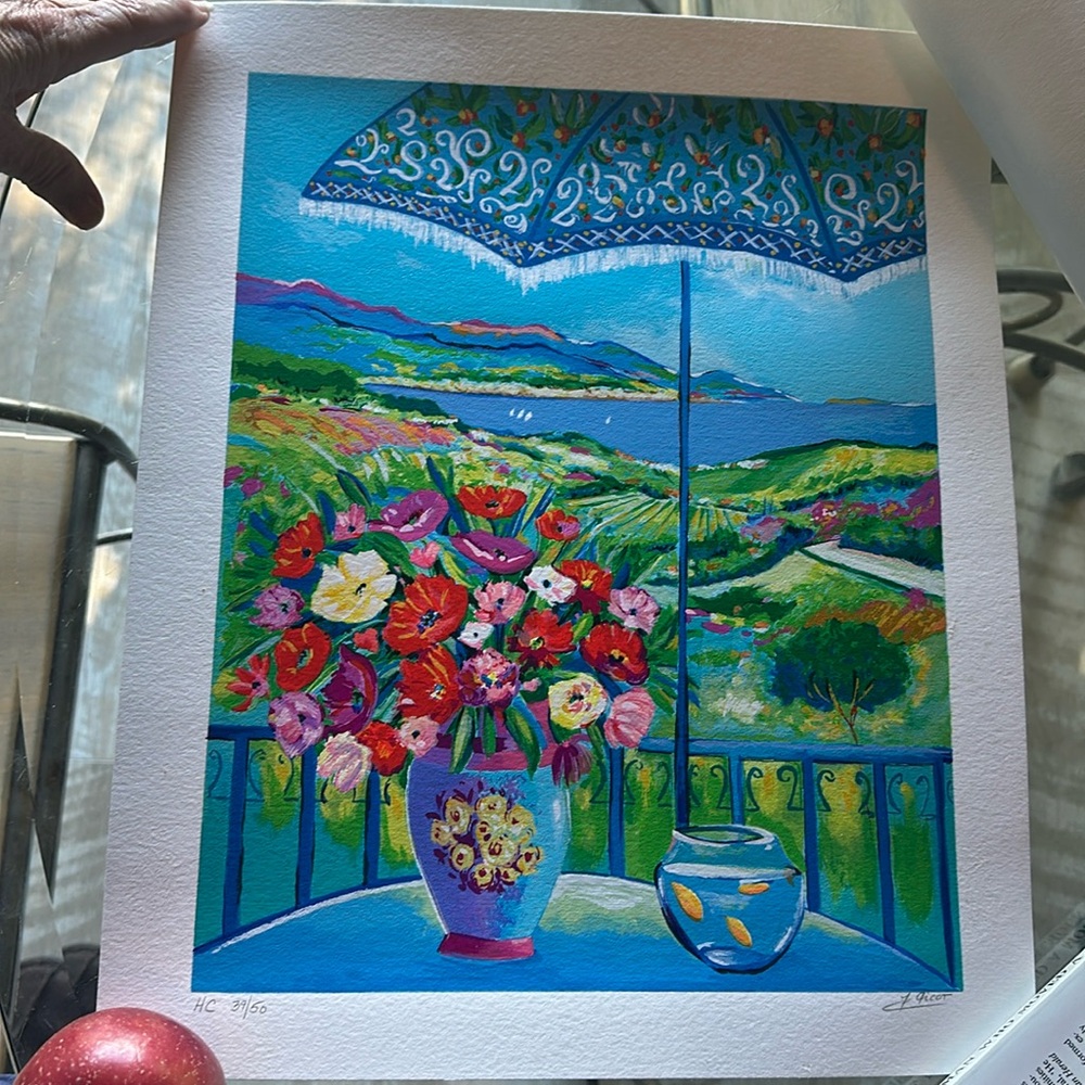 Jean claude picot "paysage aux 3 enfants" art print w/coa